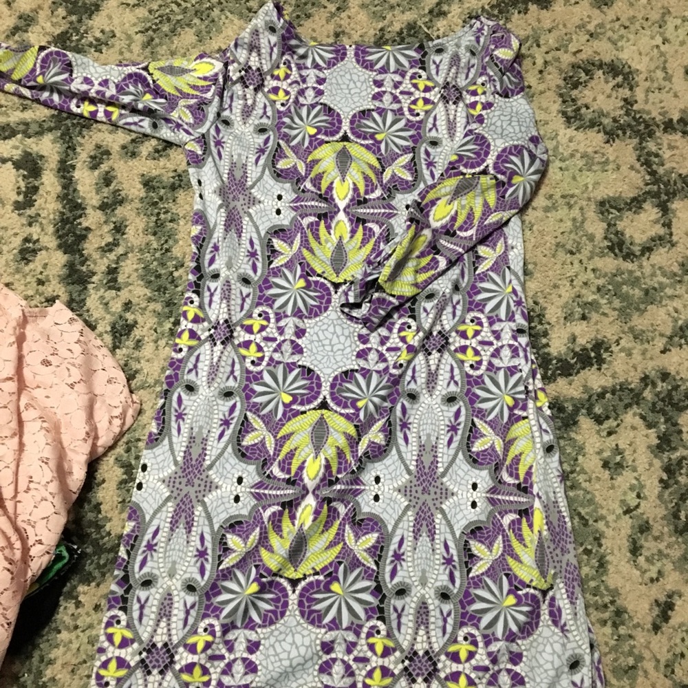 Retro purple and green knee high dress